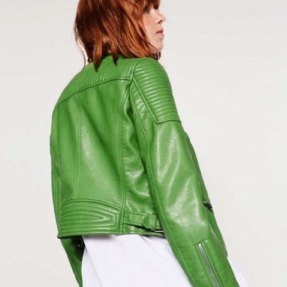 Green Zara leather jacket